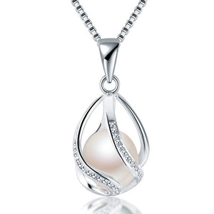 Natural Pearl Silver Pendant Necklace