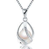 Natural Pearl Silver Pendant Necklace