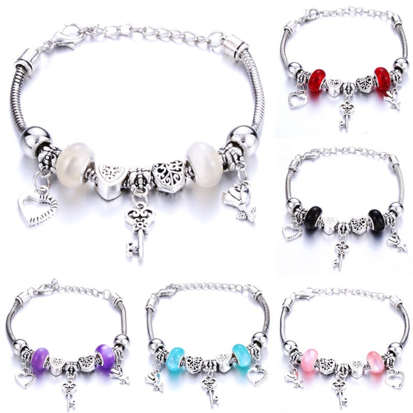 Charm Bracelet Love Heart Key and Lock Bracelet