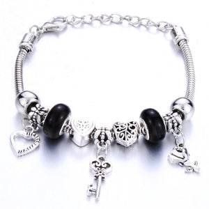 Charm Bracelet Love Heart Key and Lock Bracelet