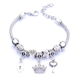 Charm Bracelet Love Heart Key and Lock Bracelet