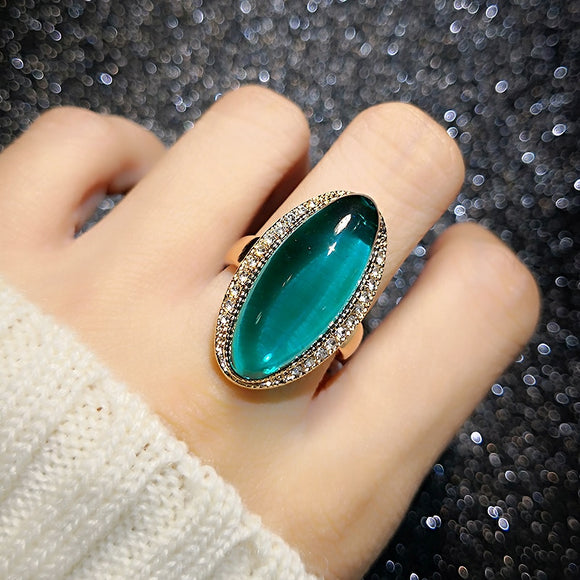 Rose Gold Color Green Austrian Crystal Rings