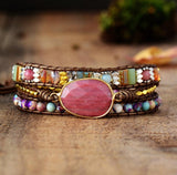 Leather Wrap Bracelet With Stones